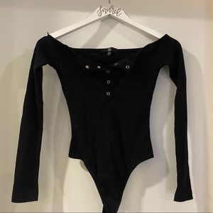 Missguided long sleeve off the shoulder bodysuit